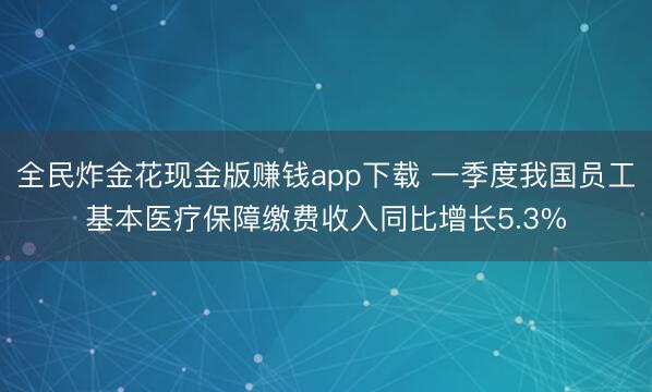 全民炸金花现金版赚钱app下载 一季度我国员工基本医疗保障缴费收入同比增长5.3%